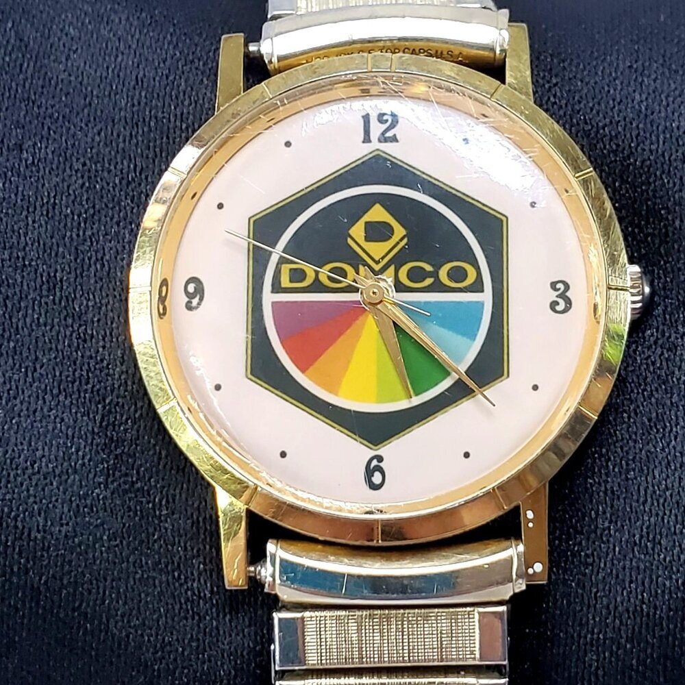 Domco Vintage Mens Wristwatch With Speidel USA Gold/Silver Expansion Band 12 hr - Picture 3 of 11